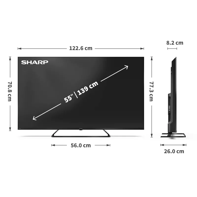 Sharp 55HP6265E TV 139,7 cm (55 Zoll) 4K Ultra HD Smart-TV Wi-Fi Schwarz