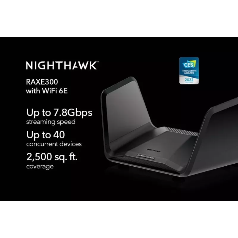 NETGEAR Nighthawk AXE7800 WiFi-Router (RAXE300), Wi-Fi 6 (802.11ax), Tri-Band (2,4 GHz / 5 GHz / 5 GHz), Ethernet LAN, Schwarz, Tragbarer Router