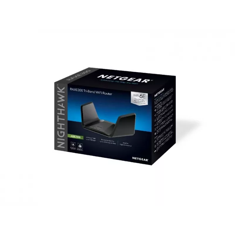 NETGEAR Nighthawk AXE7800 WiFi-Router (RAXE300), Wi-Fi 6 (802.11ax), Tri-Band (2,4 GHz / 5 GHz / 5 GHz), Ethernet LAN, Schwarz, Tragbarer Router