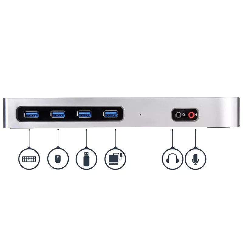 StarTech.com USB-C & USB-A Dock - Dual-Monitor 4K 60Hz Dock DisplayPort + HDMI - Hybride USB 3.0 Dockingstation für USB-C- oder USB-A-Laptops - 6x USB Typ-A, GbE - USB 3.1 Gen 1 - Mac/Windows
