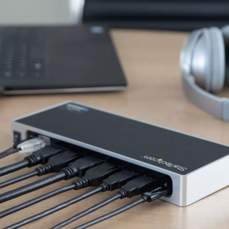 StarTech.com USB-C & USB-A Dock - Dual-Monitor 4K 60Hz Dock DisplayPort + HDMI - Hybride USB 3.0 Dockingstation für USB-C- oder USB-A-Laptops - 6x USB Typ-A, GbE - USB 3.1 Gen 1 - Mac/Windows