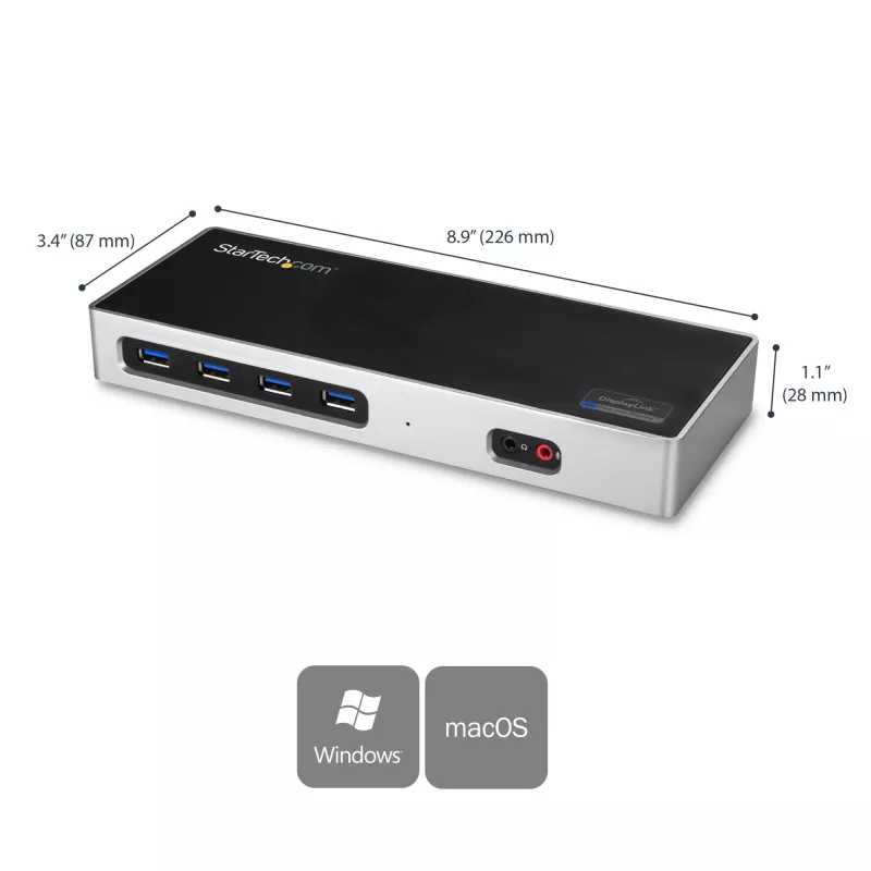 StarTech.com USB-C & USB-A Dock - Dual-Monitor 4K 60Hz Dock DisplayPort + HDMI - Hybride USB 3.0 Dockingstation für USB-C- oder USB-A-Laptops - 6x USB Typ-A, GbE - USB 3.1 Gen 1 - Mac/Windows