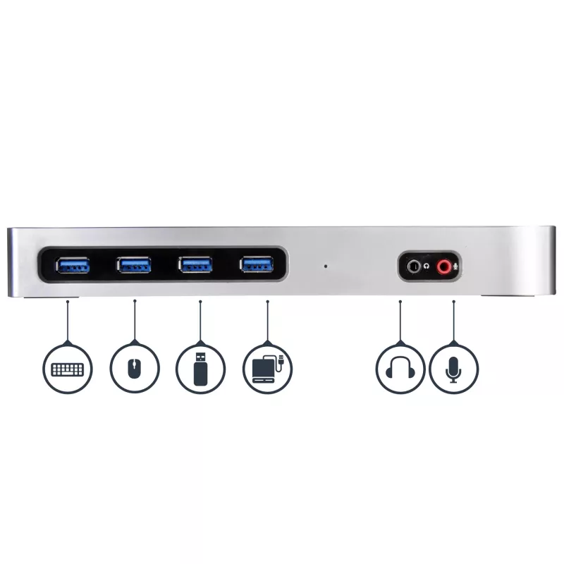 StarTech.com USB-C & USB-A Dock - Dual-Monitor 4K 60Hz Dock DisplayPort + HDMI - Hybride USB 3.0 Dockingstation für USB-C- oder USB-A-Laptops - 6x USB Typ-A, GbE - USB 3.1 Gen 1 - Mac/Windows