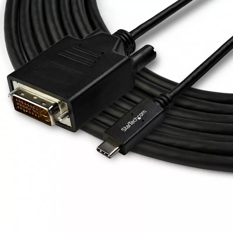 StarTech.com 10ft (3m) USB-C-auf-DVI-Kabel – 1080p (Single Link) USB Type-C (DP Alt Mode HBR2) auf DVI-Digital-Video-Adapterkabel – Funktioniert mit Thunderbolt 3 – Laptop an DVI-Monitor/Anzeige