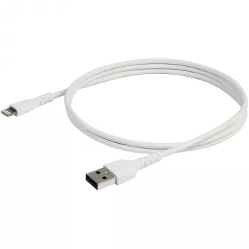StarTech.com 3 Fuß (1m) Robustes weißes USB-A-auf-Lightning-Kabel – Schwerlast-Rugged-Aramidfaser-USB-Typ-A-auf-Lightning-Lade-/Sync-Netzkabel – Apple MFi-zertifiziert iPad/iPhone 12