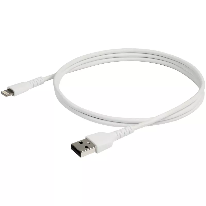StarTech.com 3 Fuß (1m) Robustes weißes USB-A-auf-Lightning-Kabel – Schwerlast-Rugged-Aramidfaser-USB-Typ-A-auf-Lightning-Lade-/Sync-Netzkabel – Apple MFi-zertifiziert iPad/iPhone 12