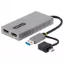 StarTech.com USB-zu-Dual-HDMI-Adapter, USB-A/C auf 2x HDMI-Displays (1x 4K30Hz, 1x 1080p), integrierter USB-A-auf-C-Dongle, 11-cm-Kabel, USB-3.0-zu-HDMI-Display-Adapter, Windows & macOS