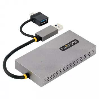 StarTech.com USB-zu-Dual-HDMI-Adapter, USB-A/C auf 2x HDMI-Displays (1x 4K30Hz, 1x 1080p), integrierter USB-A-auf-C-Dongle, 11-cm-Kabel, USB-3.0-zu-HDMI-Display-Adapter, Windows & macOS