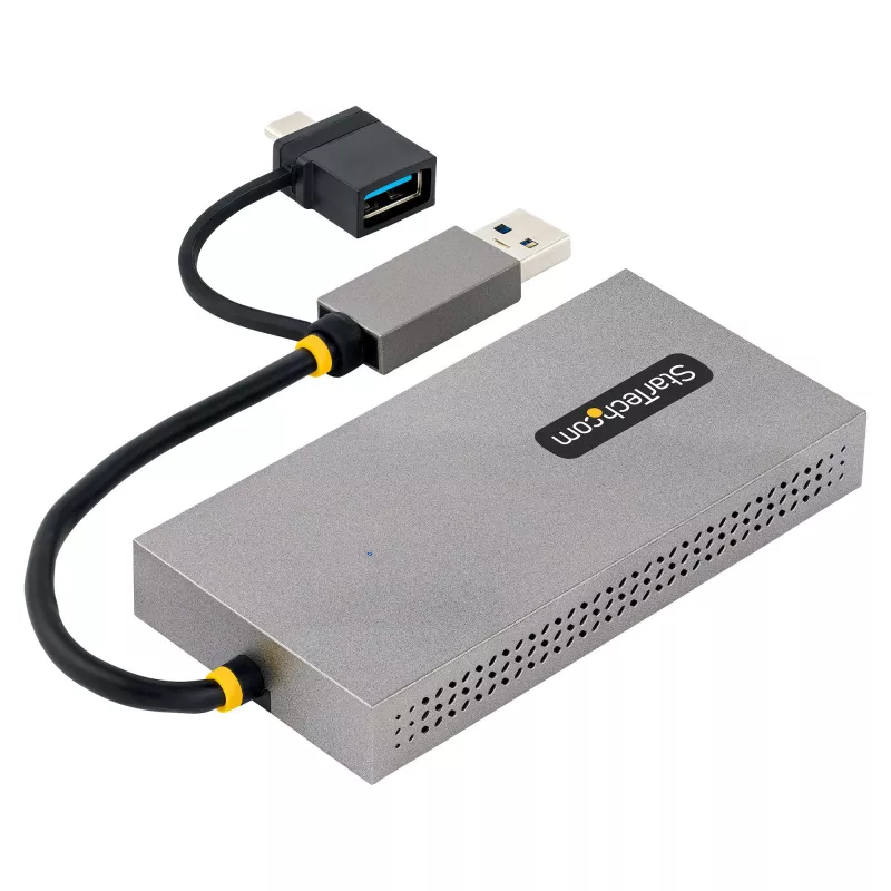 StarTech.com USB-zu-Dual-HDMI-Adapter, USB-A/C auf 2x HDMI-Displays (1x 4K30Hz, 1x 1080p), integrierter USB-A-auf-C-Dongle, 11-cm-Kabel, USB-3.0-zu-HDMI-Display-Adapter, Windows & macOS