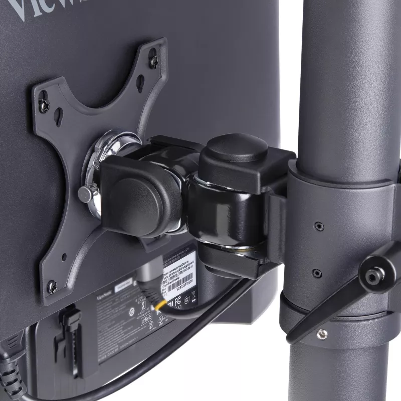 StarTech.com Tischhalterung für 2 vertikal gestapelte Monitore, Dual 49 Zoll, Gesamt 32 kg, C-Klemme, Quick-Release VESA-System, Breitbild 16:9/Ultraweit 32:9, TAA
