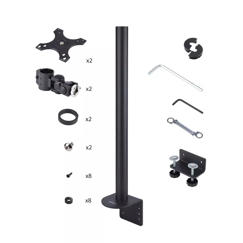 StarTech.com Tischhalterung für 2 vertikal gestapelte Monitore, Dual 49 Zoll, Gesamt 32 kg, C-Klemme, Quick-Release VESA-System, Breitbild 16:9/Ultraweit 32:9, TAA