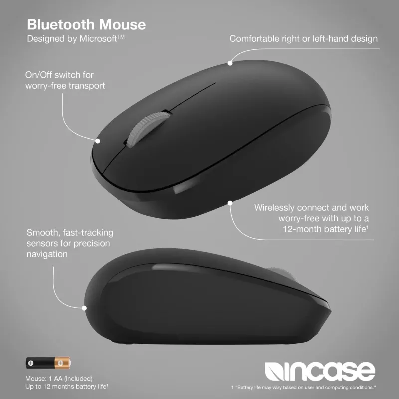 Incase Designed by Microsoft Bluetooth-Maus Travel Ambidextrous