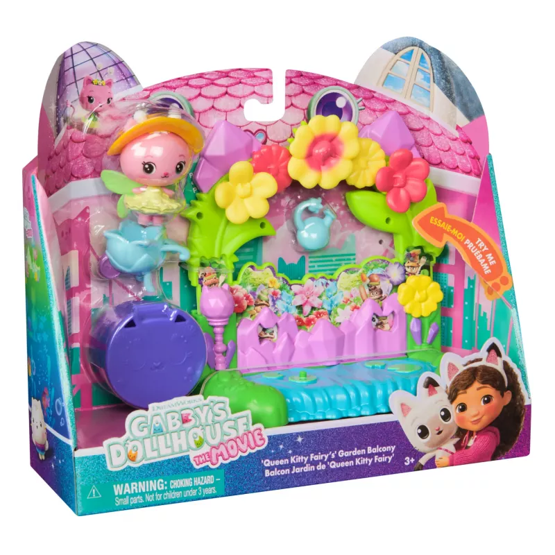 Gabby's Dollhouse: Der Film, Gartenbalkon von Königin Kitty Fairy, mit Spielfigur & Puppenhauszubehör, Kinderspielzeug für Mädchen & Jungen ab 3 Jahren