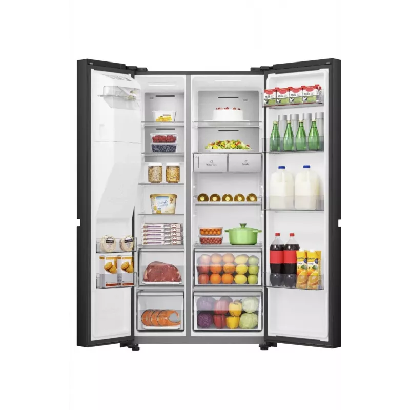 Hisense RS818N4TFC Side-by-Side-Kühlschrank Freistehend 632 L Schwarz, Edelstahl