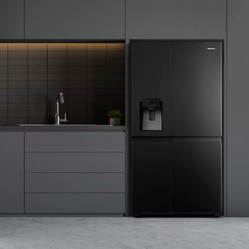 Hisense RS818N4TFC Side-by-Side-Kühlschrank Freistehend 632 L Schwarz, Edelstahl