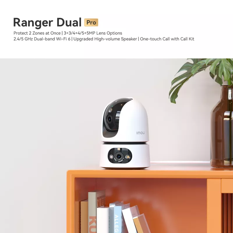 IP-Überwachungskamera IMOU Ranger Dual Pro 6MP — Innenbereich, Tisch, 2304×1296, 3,6mm, 8× Digitalzoom, 91°×47° Blickwinkel