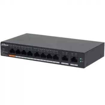 Managed L2 Gigabit PoE Switch DAHUA CS4010-8GT-60 — 10x Gigabit (10/100/1000), 20 Gbit/s, 8000 MAC, Desktop/Wandmontage, Schwarz