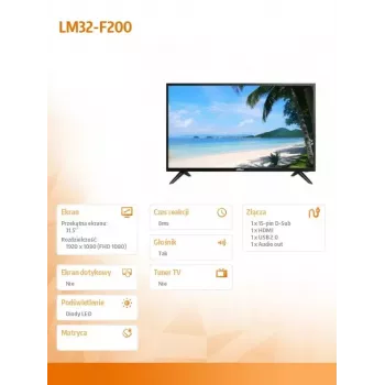 LCD-Monitor DAHUA LM32-F200 31,5 Zoll Full HD 1920x1080 LED, 60 Hz, 8 ms, HDMI+VGA, Lautsprecher, VESA 75x75