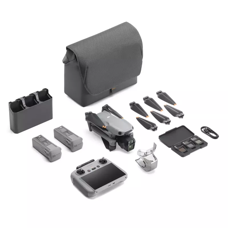 Quadcopter DJI Air 3s Fly More Combo — 50-MP-Kamera, 4K 3840×2160, 27 m/s, Reichweite 32.000 m, 4276-mAh-Akku, grau