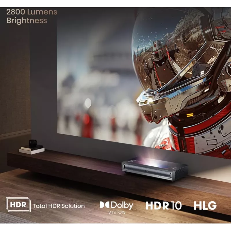 Hisense PX3 Projektionsfernseher Ultra-Kurzdistanz-Projektor 2800 ANSI Lumen UHD 4K (3840x2160) Schwarz, Dunkelgrau