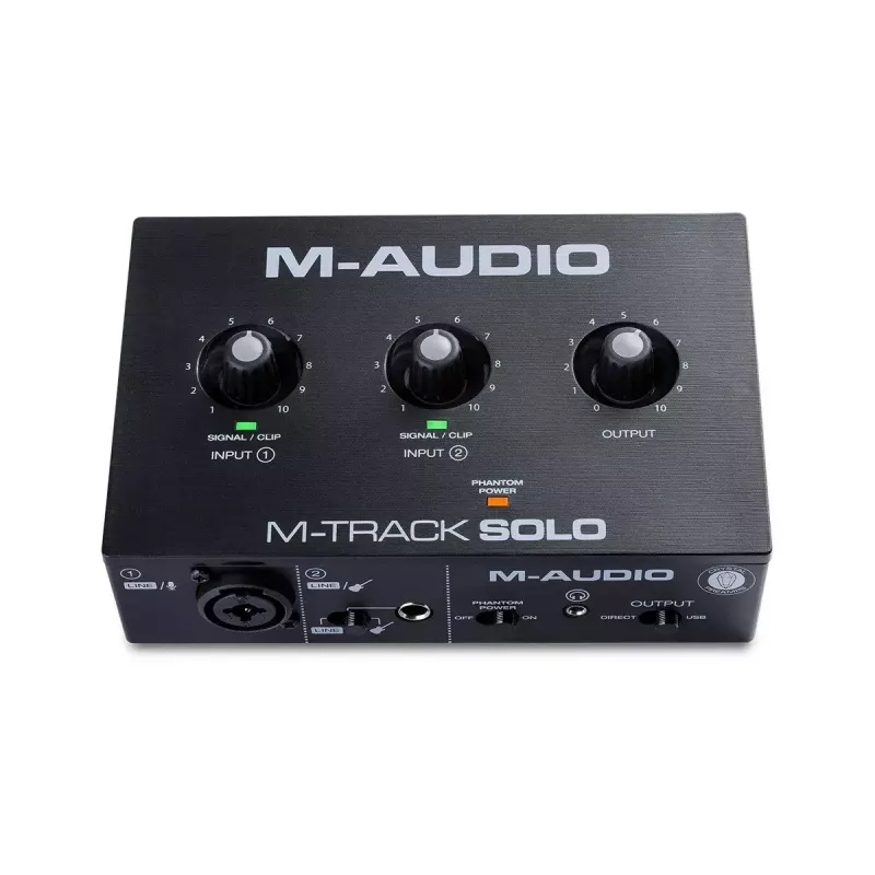 Audio-Interface M-Audio M-Track Solo — USB 16-Bit/48 kHz, 1-In/1-Out, XLR/TRS-Kombibuchse & Instrumenteneingang, 48 V Phantomspeisung, Kopfhörerausgang