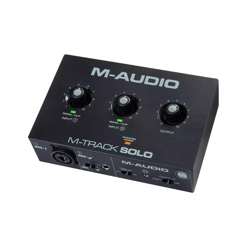 Audio-Interface M-Audio M-Track Solo — USB 16-Bit/48 kHz, 1-In/1-Out, XLR/TRS-Kombibuchse & Instrumenteneingang, 48 V Phantomspeisung, Kopfhörerausgang