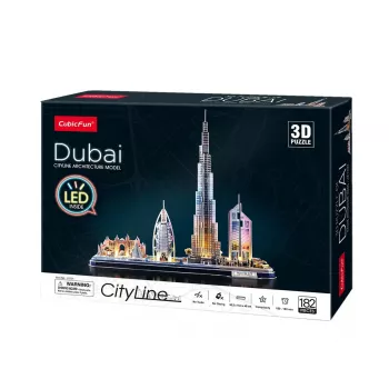 3D Puzzle CubicFun City Line Dubai LED, 182 Teile, 532×48 mm, ab 10 Jahren