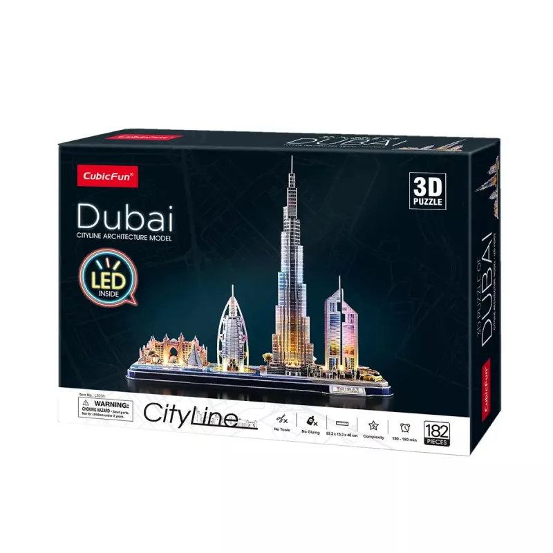 3D Puzzle CubicFun City Line Dubai LED, 182 Teile, 532×48 mm, ab 10 Jahren