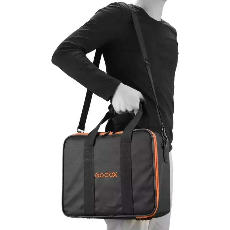 Kameratasche Godox CB-12 für AD600Pro, Flanell/Nylon, schwarz und orange, mit Schultergurt
