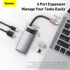 Baseus Metal Gleam USB 3.2 Gen 1 Typ-C Grau 100 W Power Delivery 4K Ultra HD