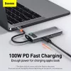 Baseus Metal Gleam USB 3.2 Gen 1 Typ-C Grau 100 W Power Delivery 4K Ultra HD