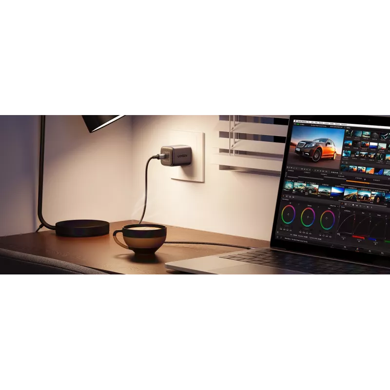 Ugreen 90573 Nexode 45W GaN Mini USB-C-Ladegerät, Innenbereich, AC, 20 V, 4,05 A, Schwarz, Grau