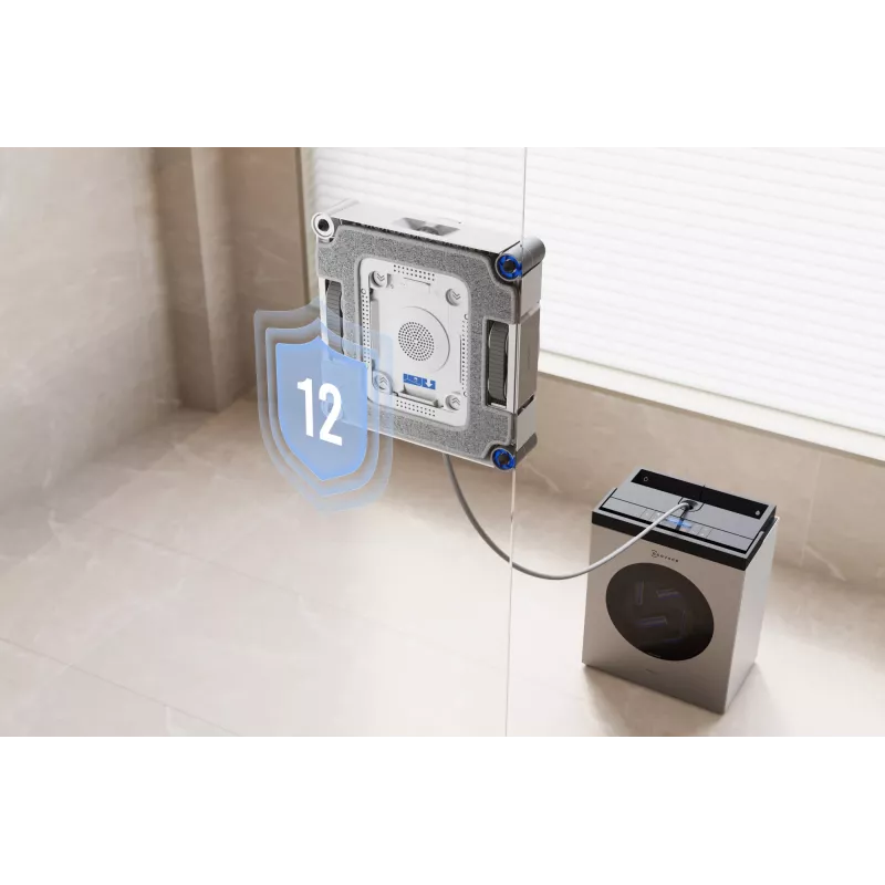 Fensterreinigungsroboter Ecovacs WINBOT W3 OMNI, Akku 4500 mAh, 270×270×76 mm, silber/weiß