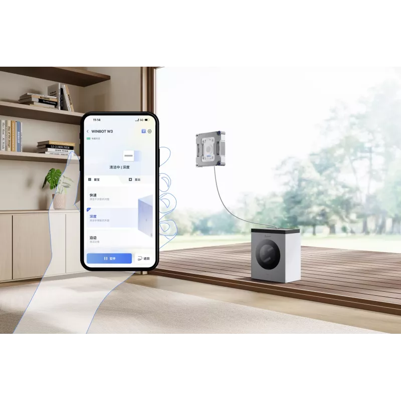 Fensterreinigungsroboter Ecovacs WINBOT W3 OMNI, Akku 4500 mAh, 270×270×76 mm, silber/weiß