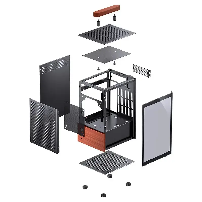 PC-Gehäuse Jonsbo T6, Mini-Tower, Mini-ITX, Schwarz