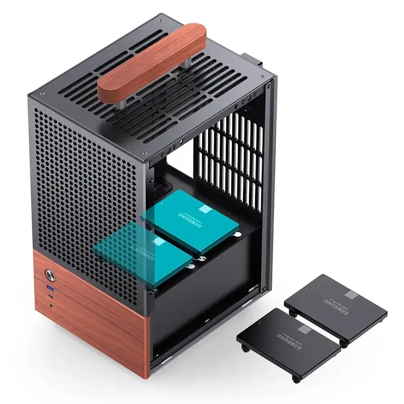 PC-Gehäuse Jonsbo T6, Mini-Tower, Mini-ITX, Schwarz