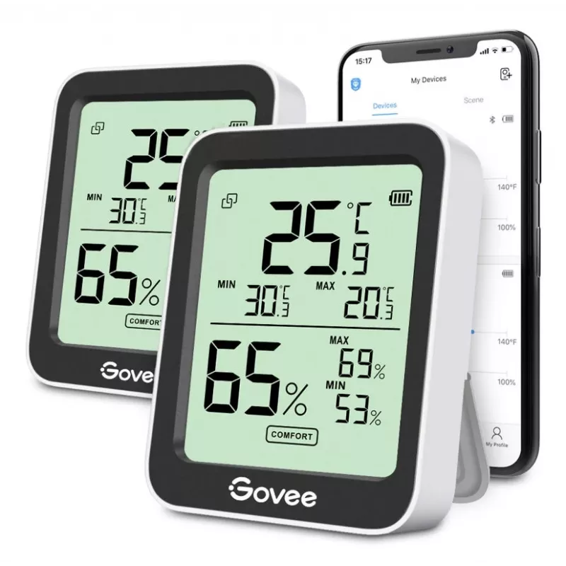 Govee H5075 Innenraum Temperatur- & Feuchtigkeitssensor Freistehend Kabellos
