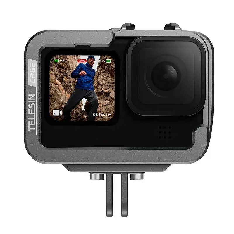 Aluminium-Kamerakäfig Telesin GP-FMS-G11-TZ für GoPro Hero 12/11/10/9 mit vertikalem Adapter