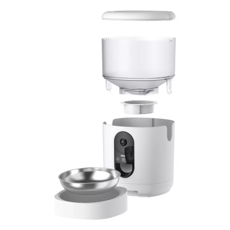 Automatischer Futterspender IMOU PF1 — 4 L Edelstahltrichter, Wi‑Fi 4, Batterie/Gleichstrom, 1 Schüssel