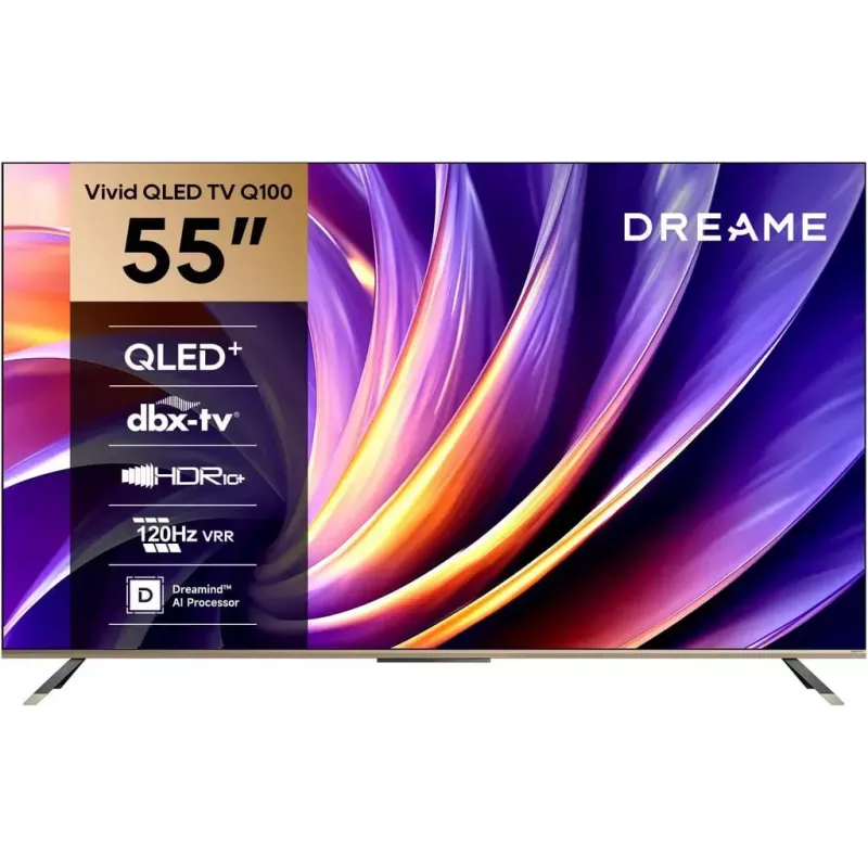 Smart TV Dreame Vivid Q100 55 Zoll, QLED+, 4K UHD, Google TV, 120Hz, KI-Prozessor, Schwarz