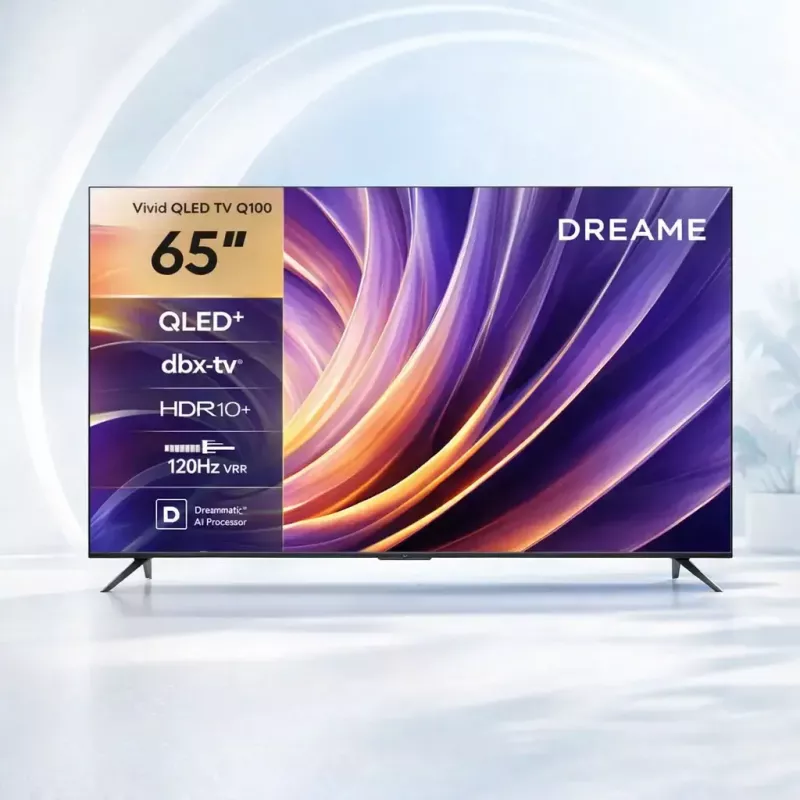 Smart TV Dreame Vivid Q100 65 Zoll, QLED+, 4K UHD, Google TV, 120 Hz, KI-Prozessor, schwarz