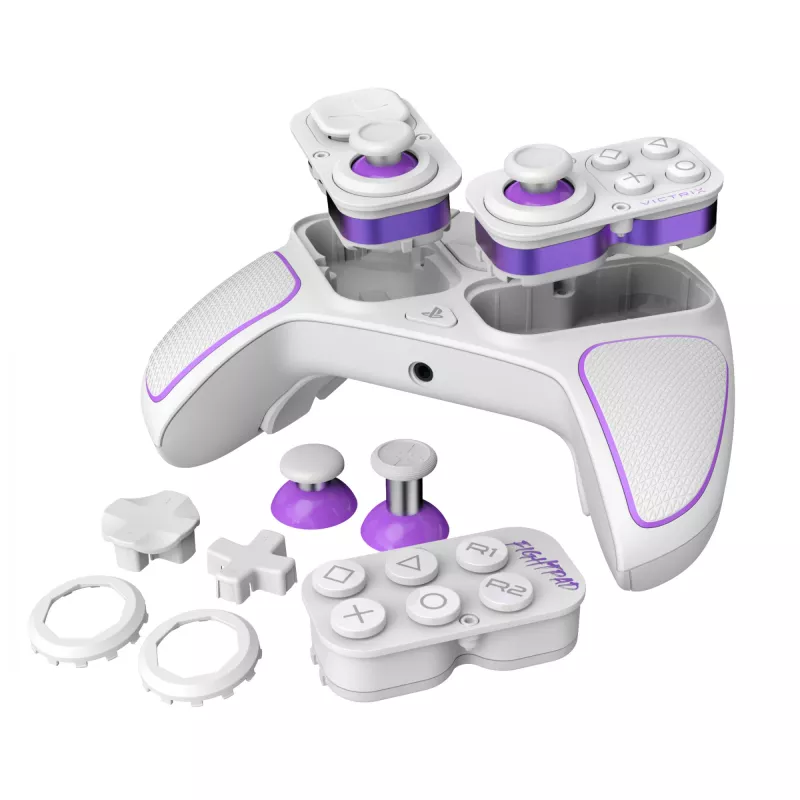 Gamepad VICTRIX 052-002-WH kabelgebunden & kabellos RF/USB, USB-C, 2000mAh, PC/PS4/PS5, Violett/Weiß
