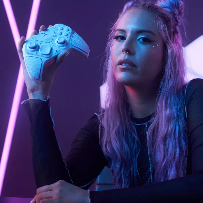 Gamepad VICTRIX 052-002-WH kabelgebunden & kabellos RF/USB, USB-C, 2000mAh, PC/PS4/PS5, Violett/Weiß