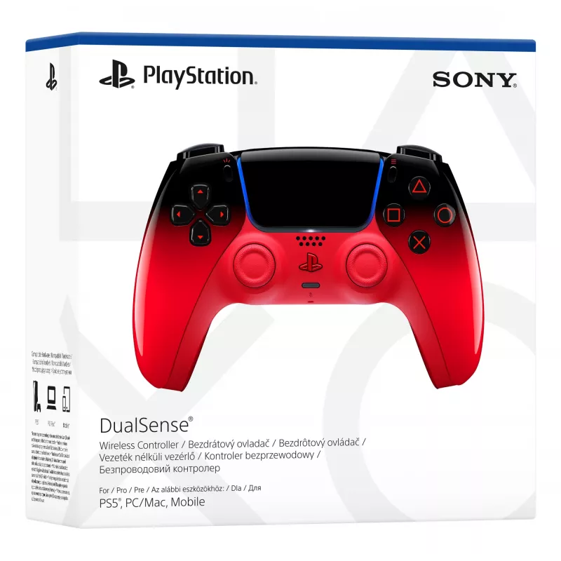 Gamepad Sony DualSense für PlayStation 5 – Bluetooth/USB, Batterie, Schwarz/Rot, USB-C, 188×69×189 mm