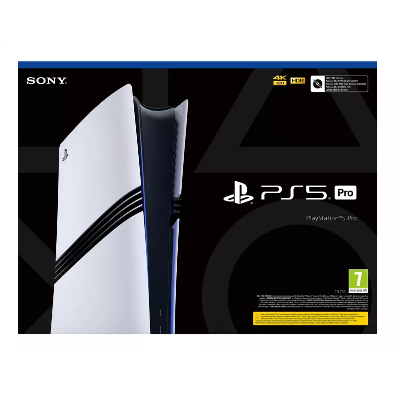Spielekonsole Sony PlayStation 5 Pro – 2 TB SSD, GDDR6, Wi‑Fi 6/7, Ethernet, 8K-Unterstützung, Schwarz/Weiß