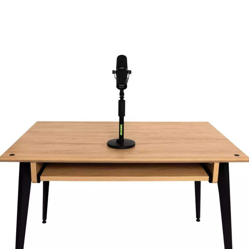 Desktop-Mikrofonständer Shure SH-DESKTOP1, runde Metallbasis, 3/8-Zoll-Gewinde, Höhe 26,7–40,6 cm, schwarz