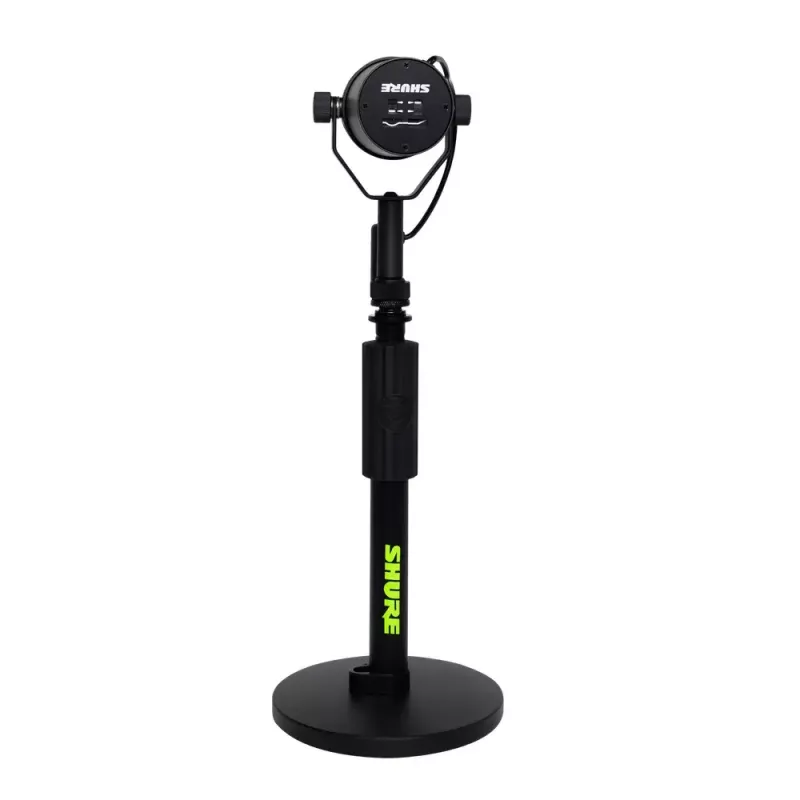 Desktop-Mikrofonständer Shure SH-DESKTOP1, runde Metallbasis, 3/8-Zoll-Gewinde, Höhe 26,7–40,6 cm, schwarz