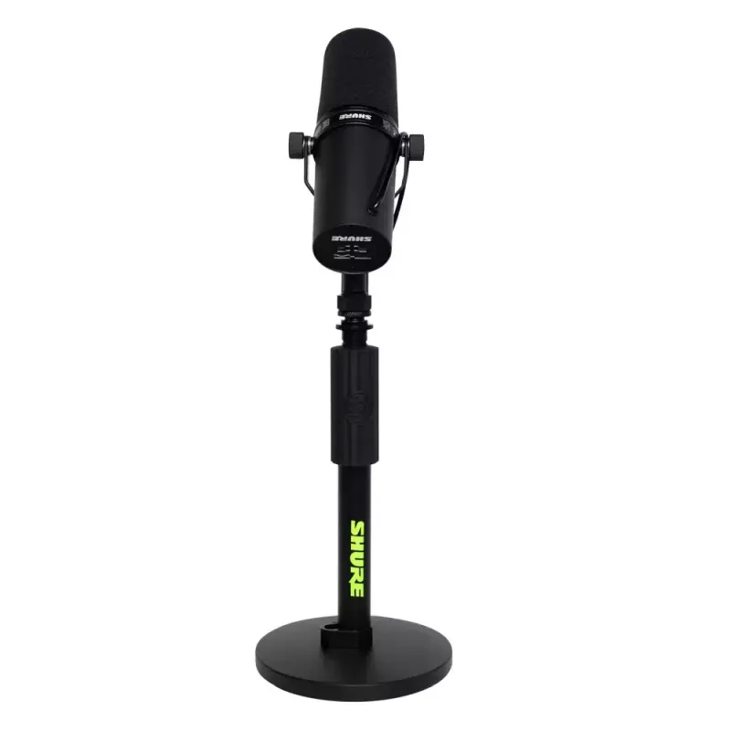Desktop-Mikrofonständer Shure SH-DESKTOP1, runde Metallbasis, 3/8-Zoll-Gewinde, Höhe 26,7–40,6 cm, schwarz