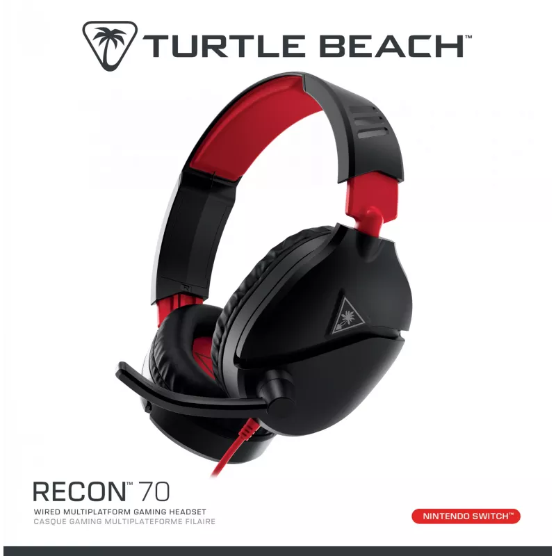 Over-Ear Stereo-Gaming-Headset Turtle Recon 70 — schwarz, kabelgebundenes Stereo, Bedienelemente an einer Ohrmuschel