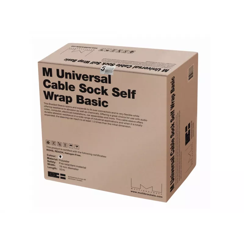 Kabelstrumpf Multibrackets M Universal Kabel Sock Self Wrap Basic 19 mm Schwarz 50 m, Polyester, -50–150 °C